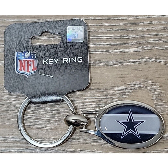 DALLAS COWBOYS BLUE STAR Metal Oval Keychain NEW - Picture 4 of 4
